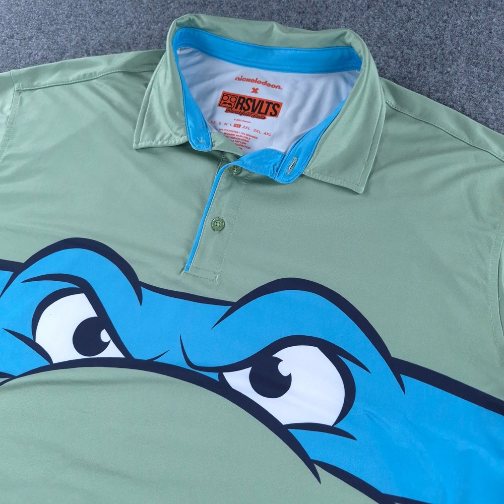 RSVLTS Nickelodeon TMNT Leonardo Golf Polo Shirt Mens XL Green Breakfast Balls
